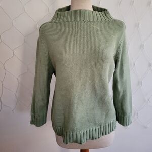 Jones New York Mock Neck Sweater / Split Pea Green / Size XL